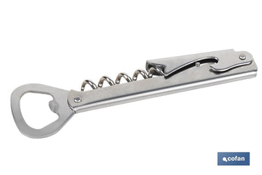 Cofan – Sacacorchos con Abridor | Acero Inoxidable | Uso Profesional | Diseño Compacto 14 cm